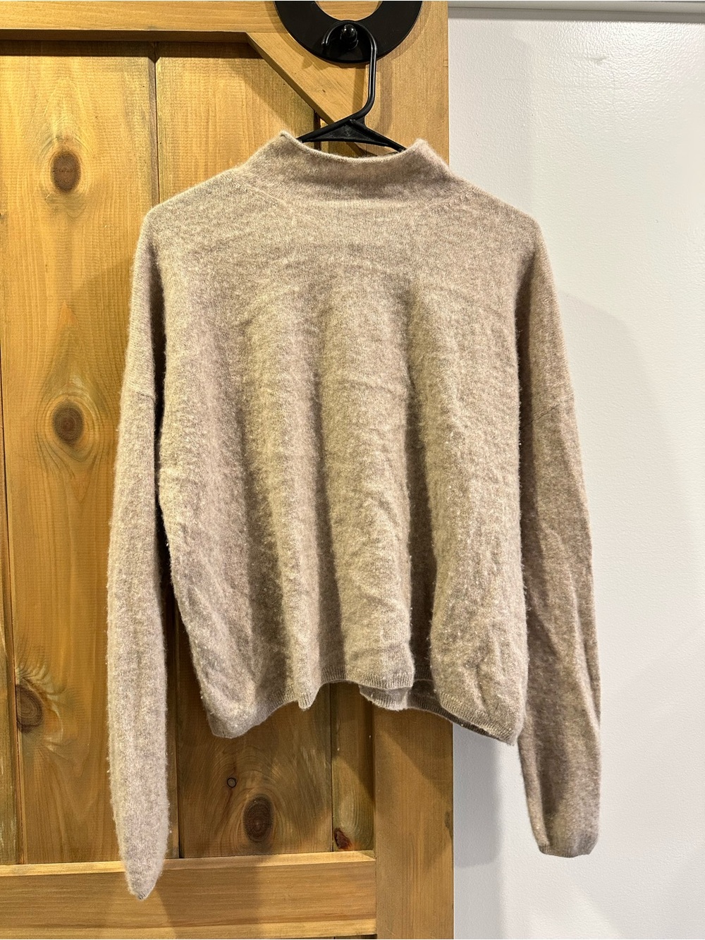 Aqua Taupe Mock Neck Sweater - 100% cashmere